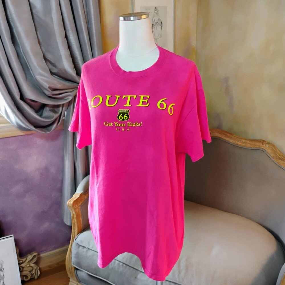 NWOT Route 66 hot pink tee